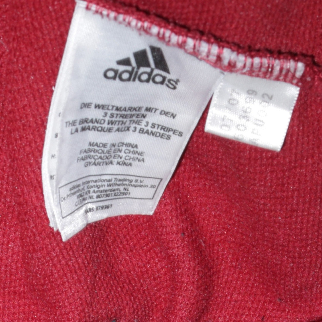Adidas Men Red Full Zip Fleece Sweatshirt Jacket Size L