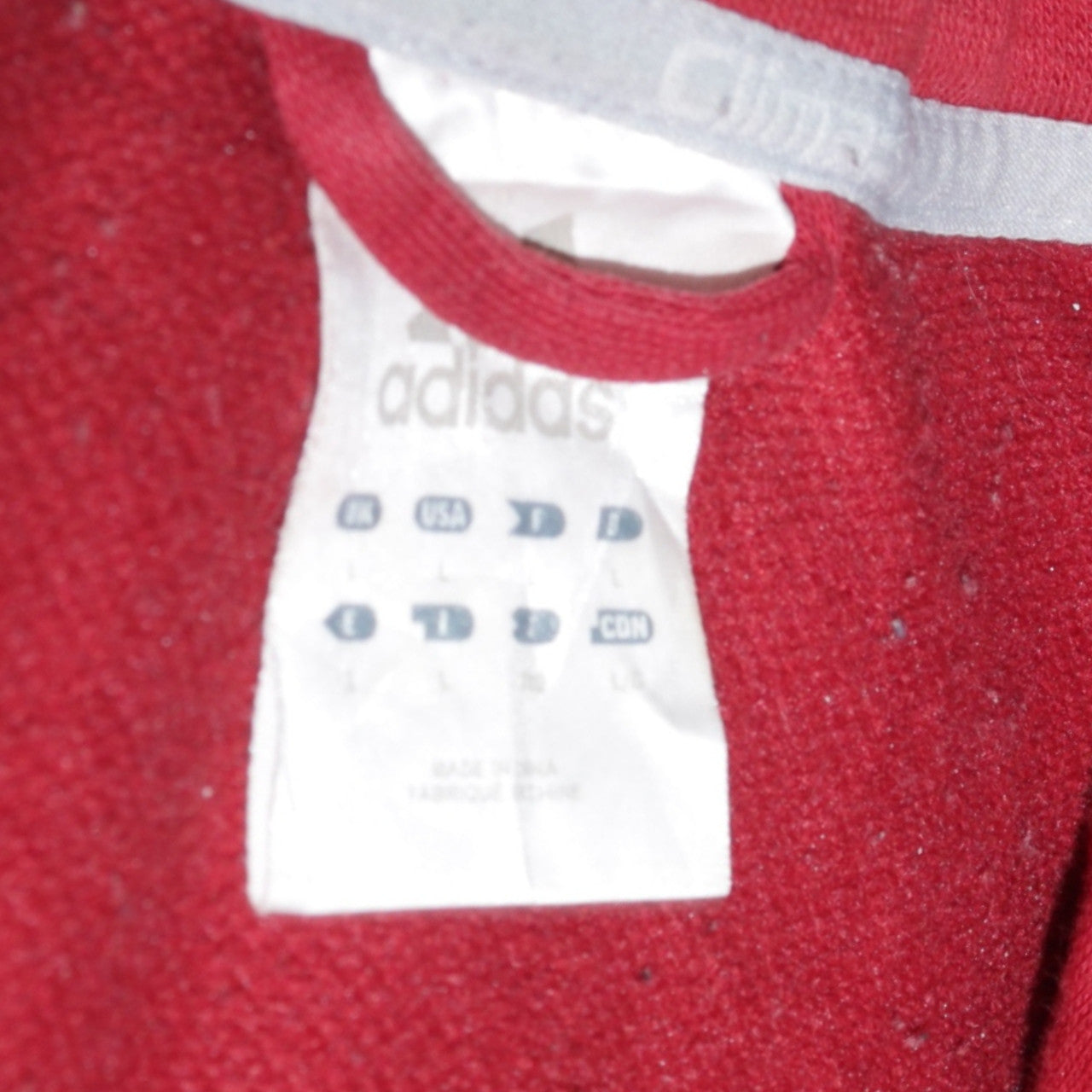 Adidas Men Red Full Zip Fleece Sweatshirt Jacket Size L