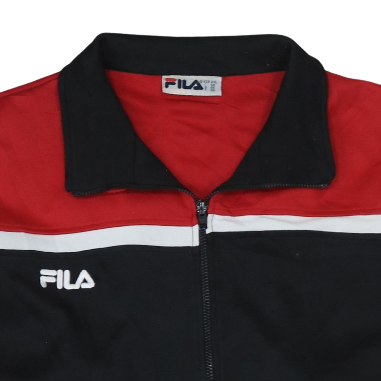 FILA Mens Black Red Full Zip Sports Sweatshirt 2XL