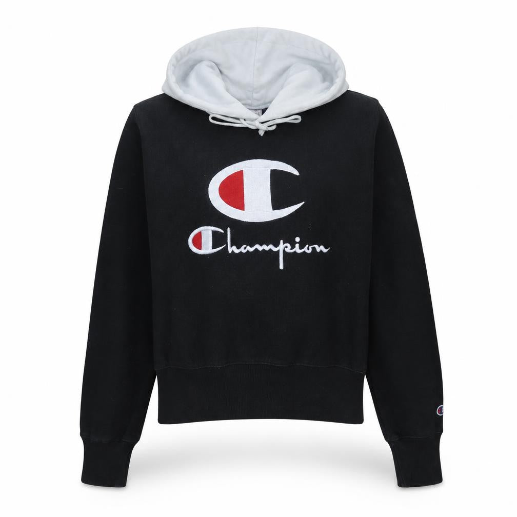 Champion Womens Black Large Reverse Weave Hoodie Sweatshirt