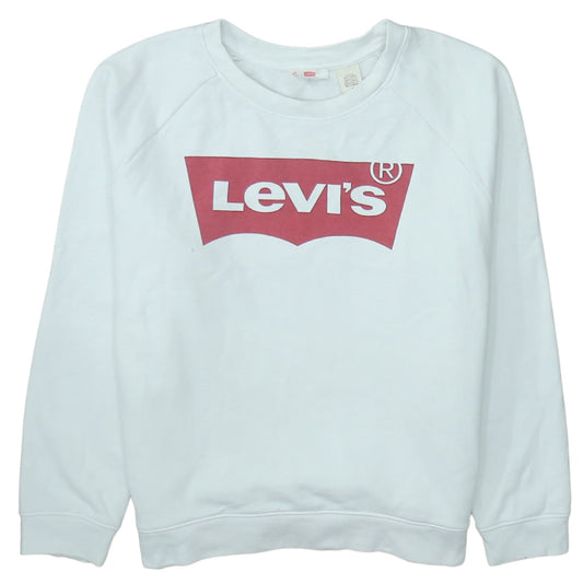 Levi's Womens White Logo Crew Neck Pullover Sweatshirt Size M