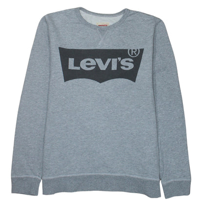Additional front view of Levi's boys’ grey logo pullover sweatshirt, size 16, years crew neck