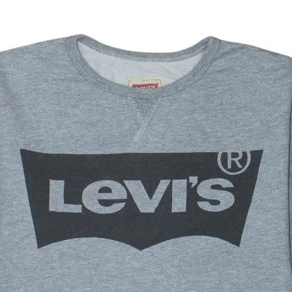 Additional view of Levi's boys’ grey logo pullover sweatshirt, size 16, years crew neck