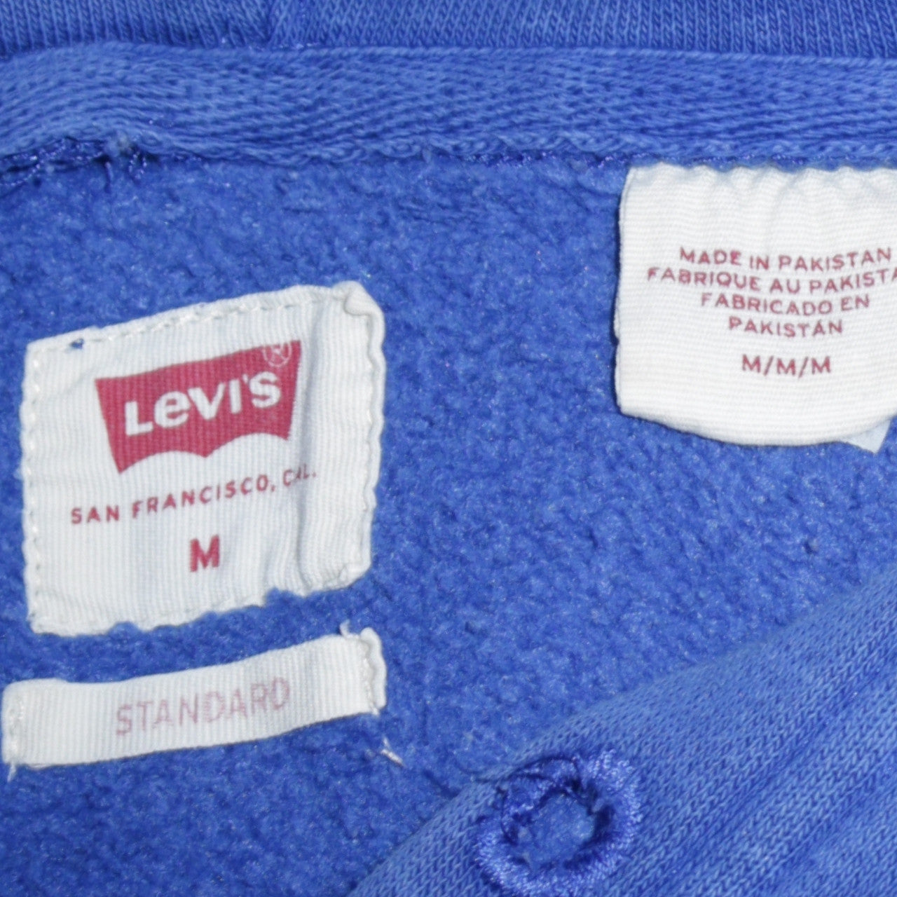 Levi's Mens Blue Pullover Hoodie Medium Regular Fit Fleece