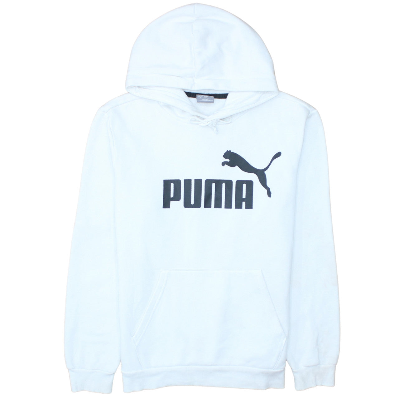 Puma Mens White Small Pullover Hoodie Logo Fleece Sweatshirt
