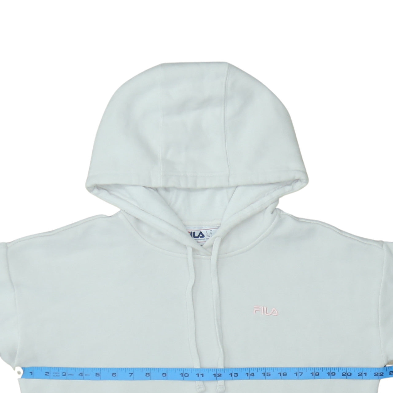 Fila Womens White Hooded Pullover Sweatshirt Size M Cotton Blend