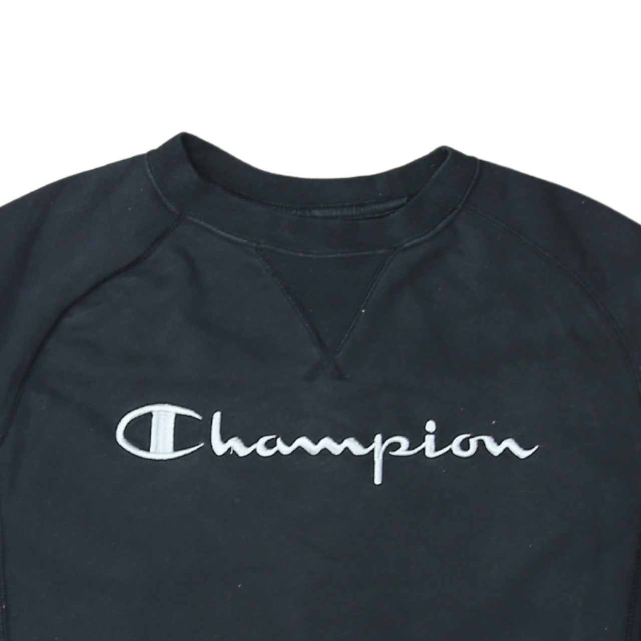 Champion Men's Black Small Crew Neck Embroidered Sweatshirt