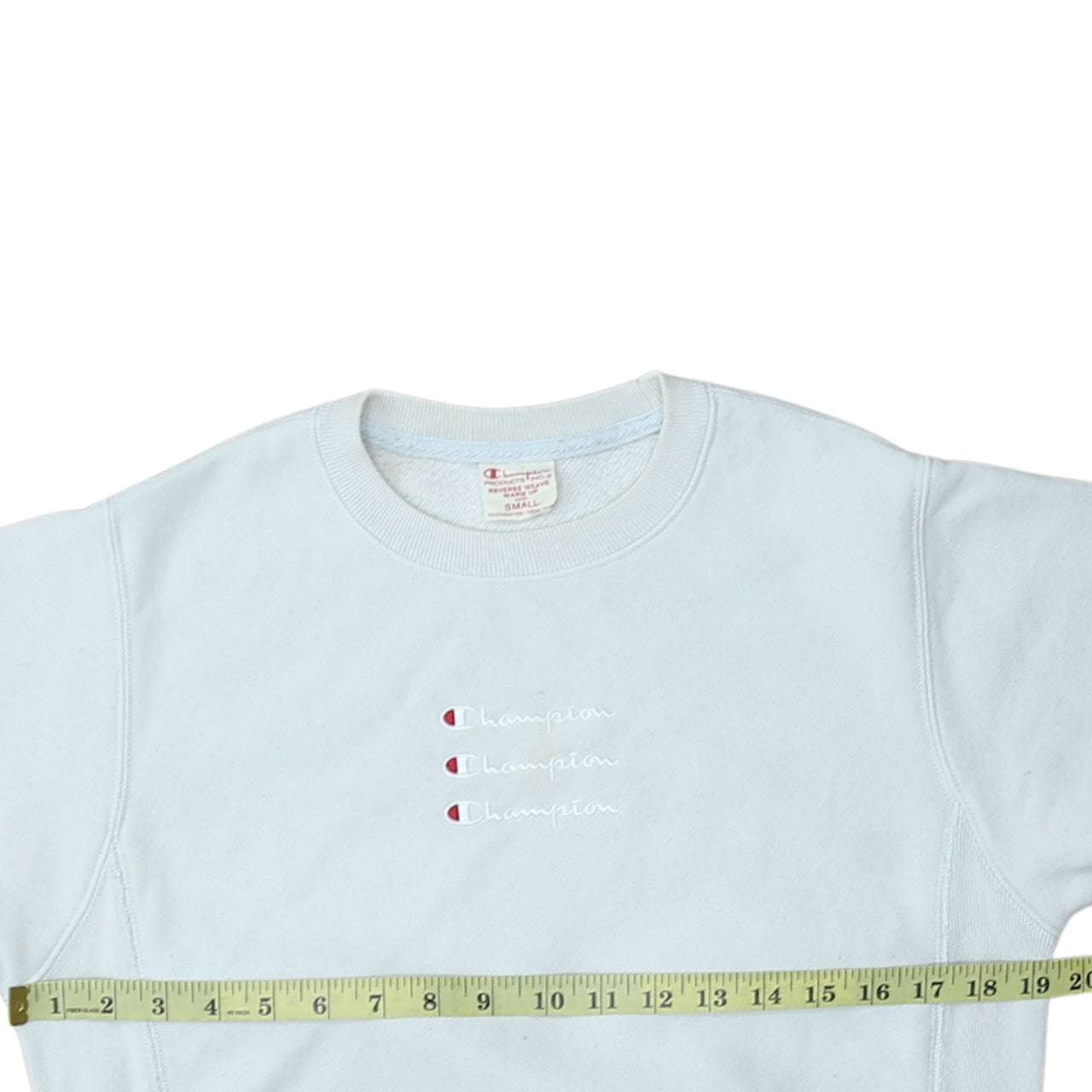 Champion Men's White Small Reverse Weave Pullover Sweatshirt