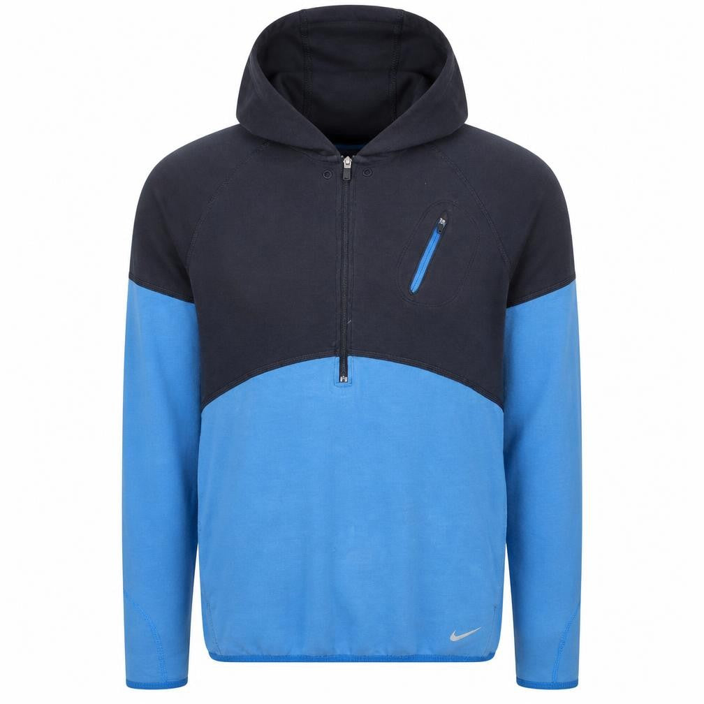 Nike Men's Blue Black 1/4 Zip Pullover Hoodie Size M