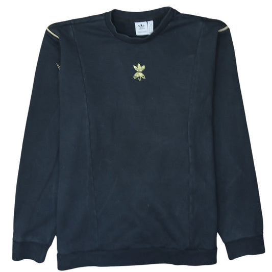 Adidas Womens Black XL Crew Neck Pullover Sweatshirt with Gold Logo