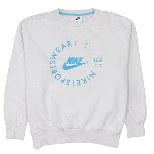 Nike Mens White Medium Pullover Crew Neck Graphic Sweatshirt