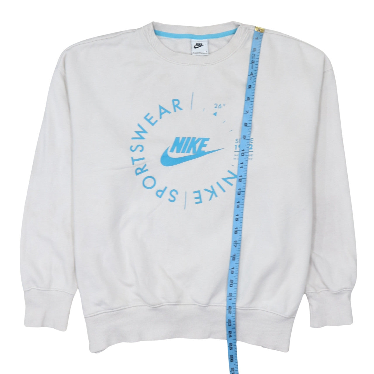 Nike Mens White Medium Pullover Crew Neck Graphic Sweatshirt
