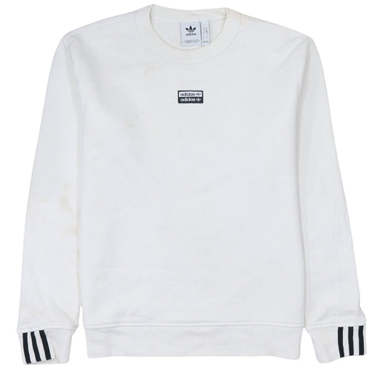 Adidas Men’s White Pullover Sweatshirt S Logo Crew Neck Sportswear