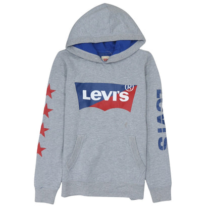 Preloved Levi's Boys Grey Pullover Hoodie 14 Years Hooded Graphic Print Sweatshirt - Front