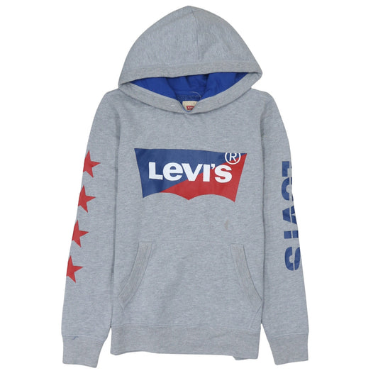 Levi's Boys Grey Pullover Hoodie 14 Years Hooded Graphic Print Sweatshirt
