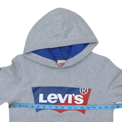 Preloved Levi's Boys Grey Pullover Hoodie 14 Years Hooded Graphic Print Sweatshirt - Back