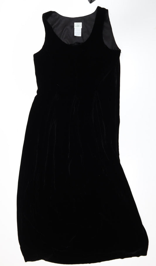 Laura Ashley Women’s Black Velvet Sleeveless Shift Dress UK 12