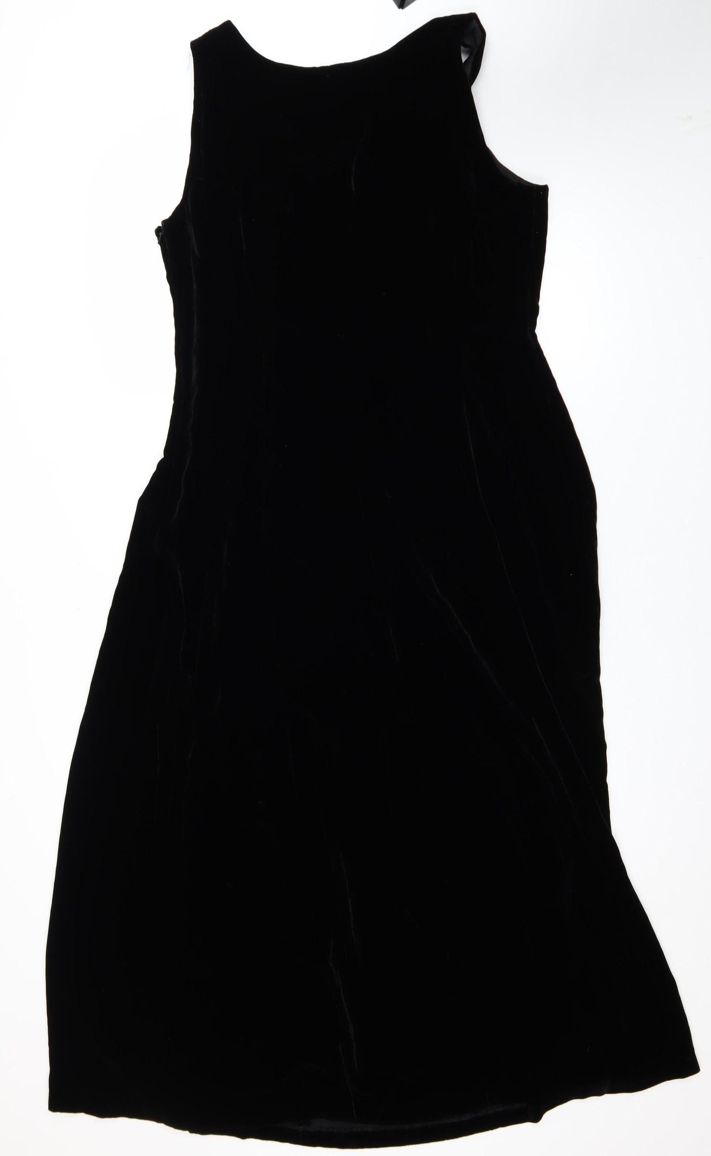 Laura Ashley Women’s Black Velvet Sleeveless Shift Dress UK 12