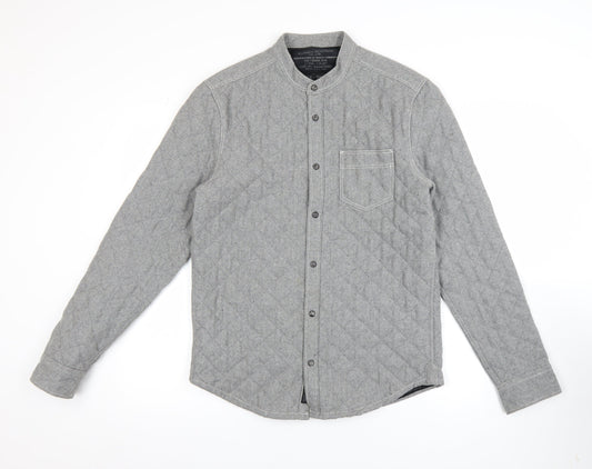 AllSaints Men's Grey Quilted Wool Blend Shirt Jacket Small