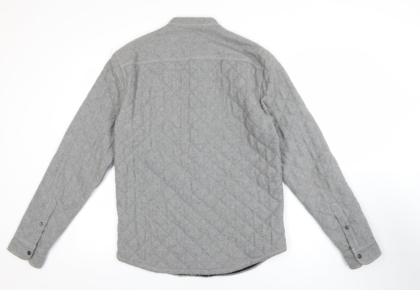 AllSaints Men's Grey Quilted Wool Blend Shirt Jacket Small