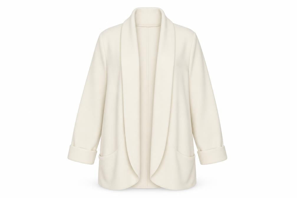 New Look Women Ivory Open Front Long Sleeve Cardigan Size 14
