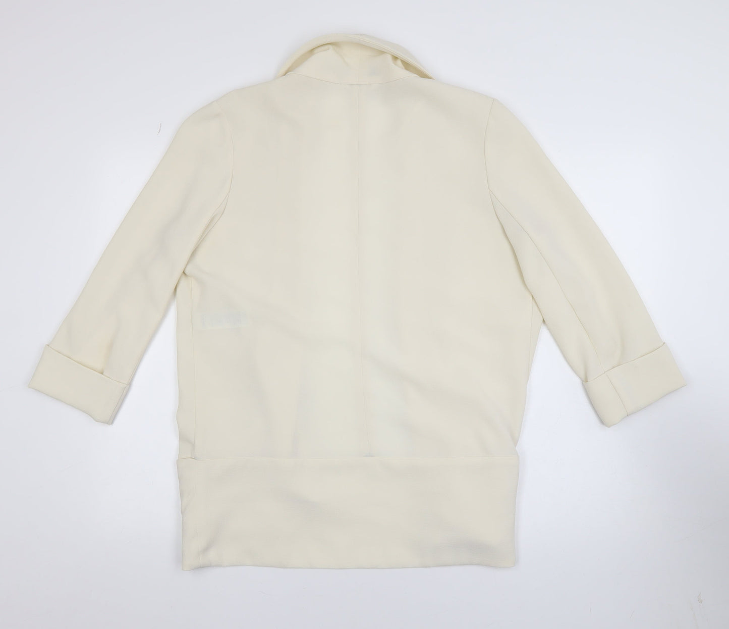 New Look Women Ivory Open Front Long Sleeve Cardigan Size 14