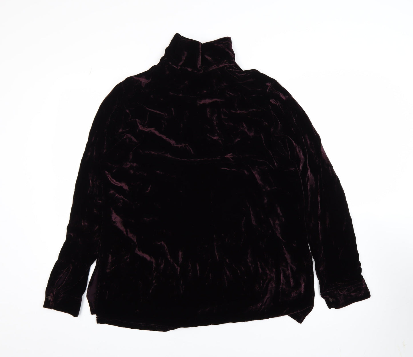 Gruppo GFT Women’s Brown Velvet Roll Neck Button-Up Top Size 16