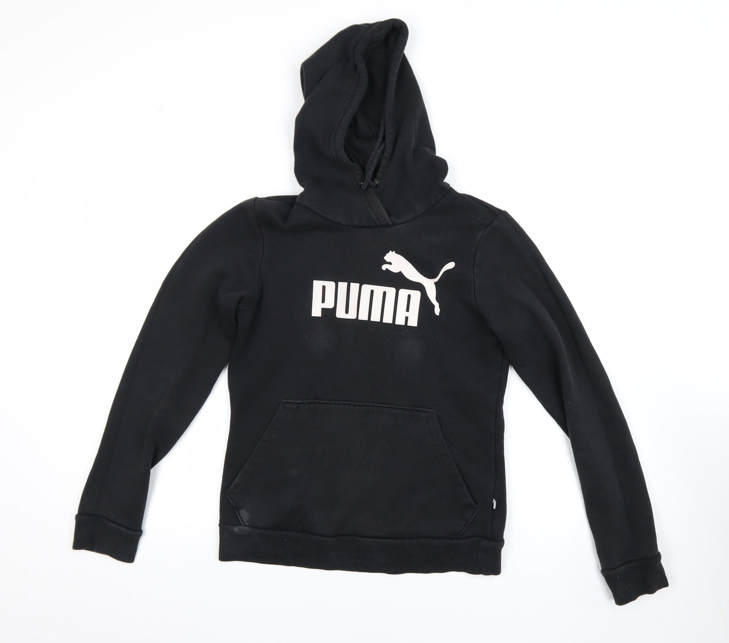 Puma Women's Black Pullover Hoodie Size 8 Cotton Blend Logo Sweatshirt