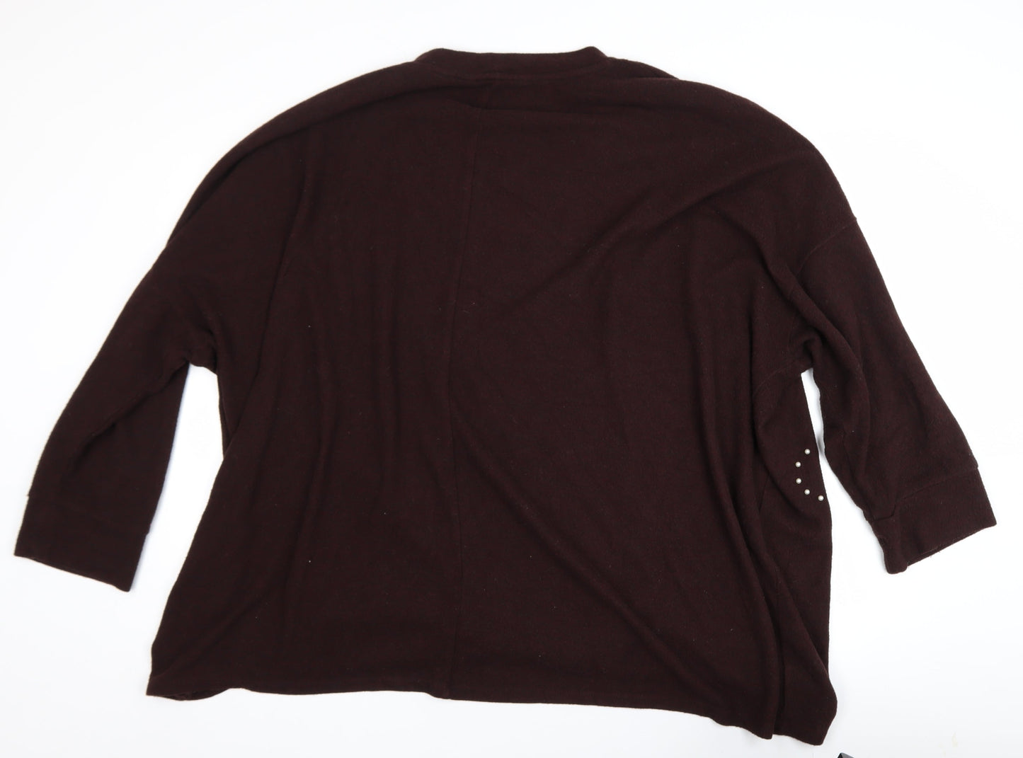 Yours Clothing Womens Brown Plus Size 22-24 Studded Heart Pullover Jumper