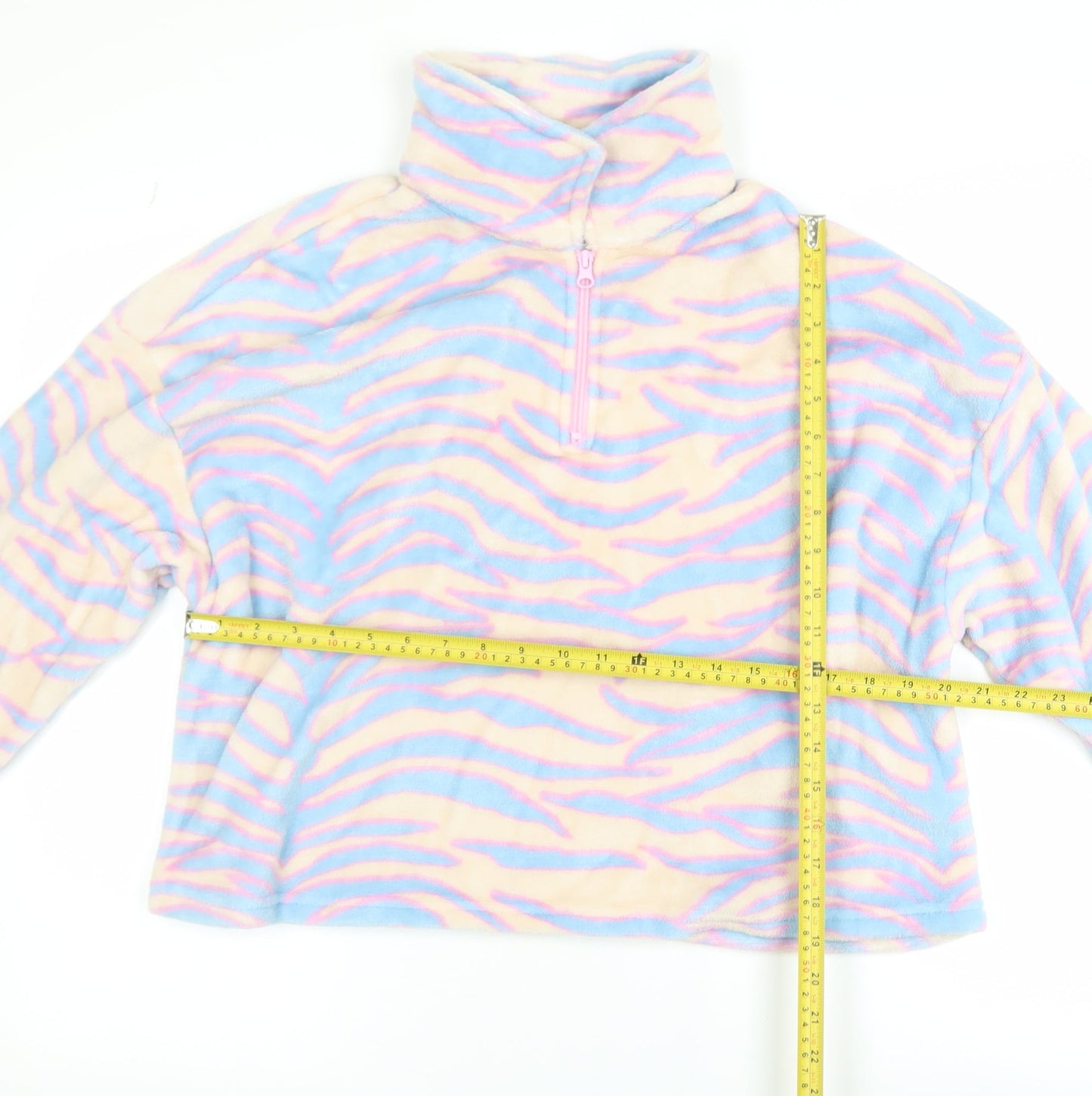 ASOS Design Women Beige Blue Pink 1/4 Zip Fleece Pullover UK 12