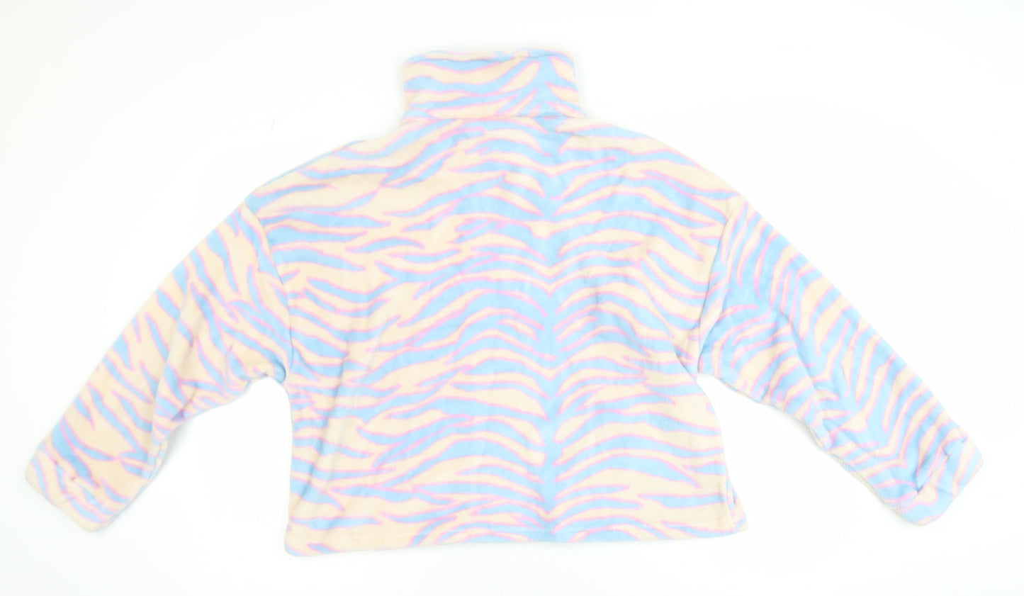 ASOS Design Women Beige Blue Pink 1/4 Zip Fleece Pullover UK 12