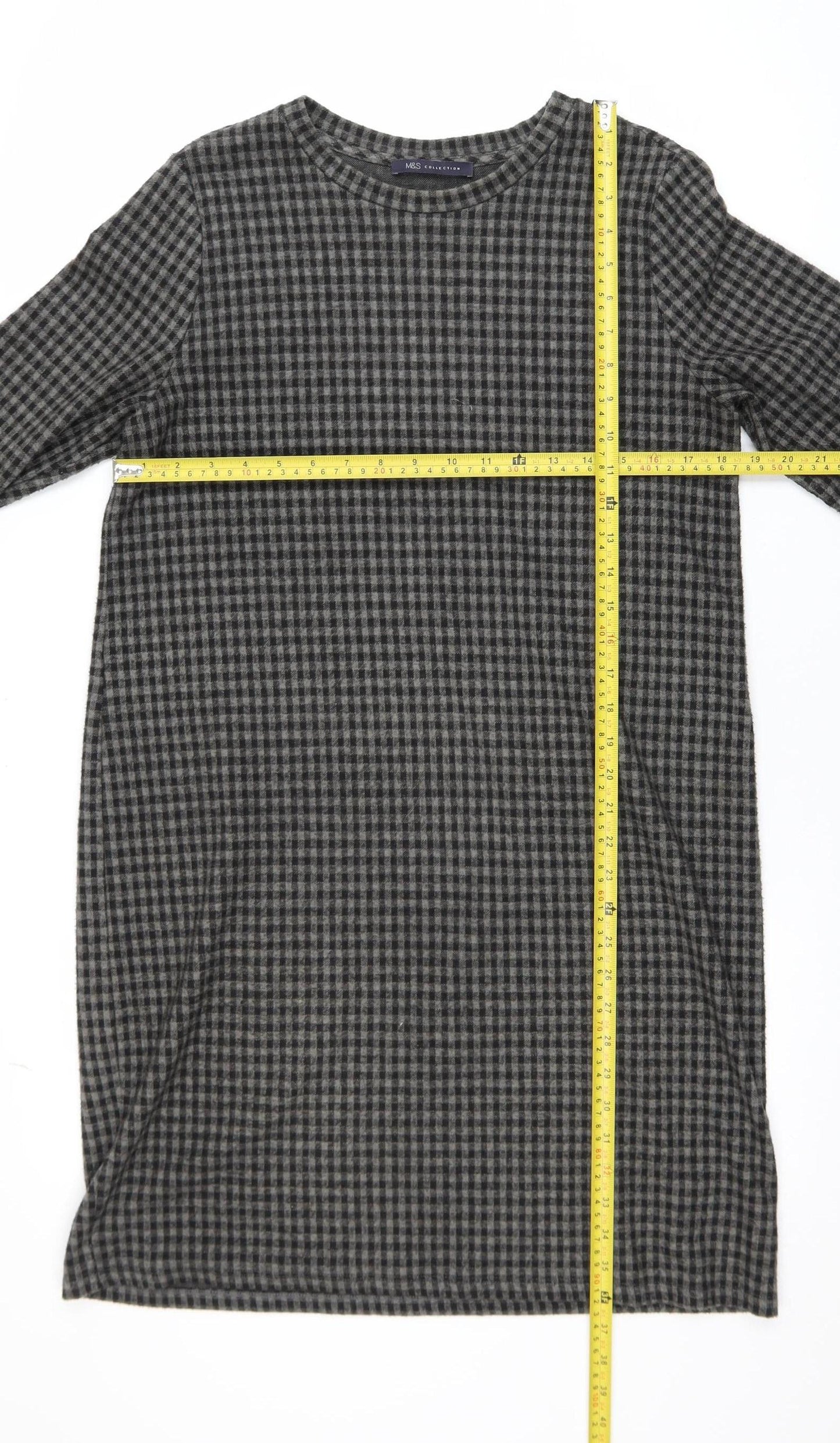 Marks and Spencer Women Black Check Shift Dress Size 14