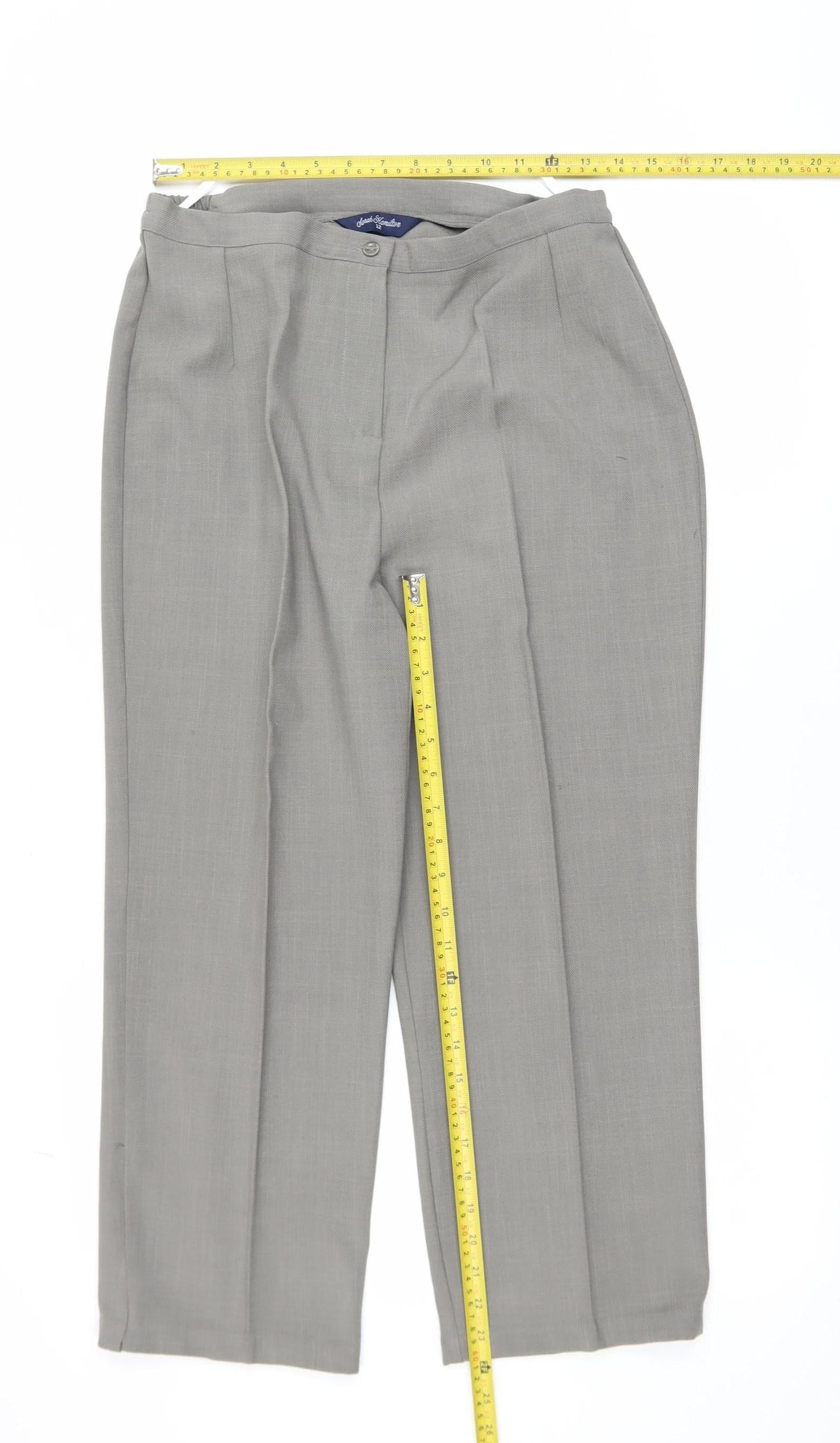 Sarah Hamilton Women’s Grey Size 12 Straight Pleated Trousers