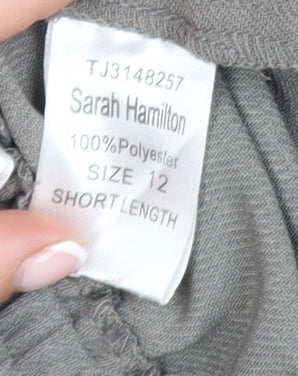Sarah Hamilton Women’s Grey Size 12 Straight Pleated Trousers