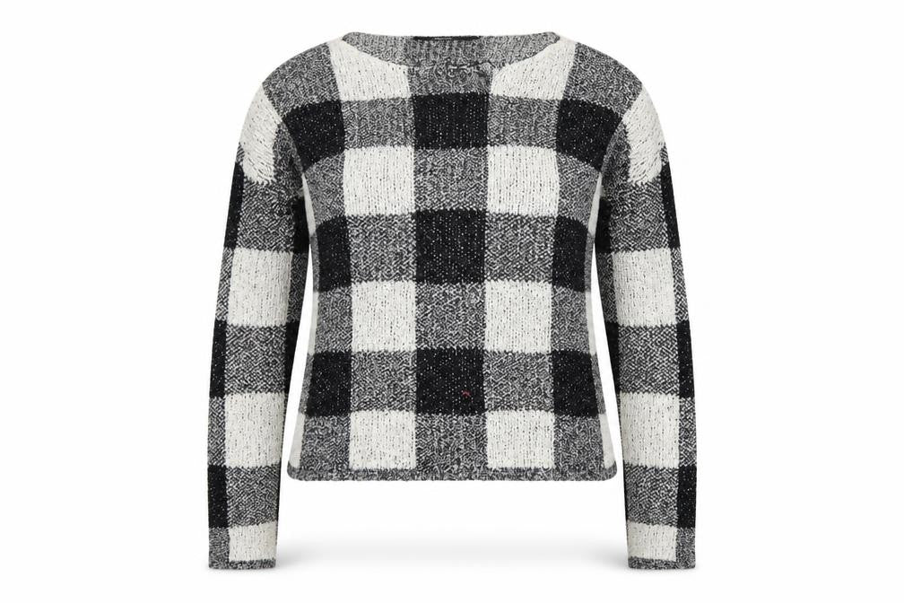 Vero Moda Women's Black White Check Knit Jumper Size S