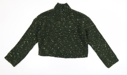 Next Womens Green Chunky Mock Neck Long Sleeve Pullover Jumper XS