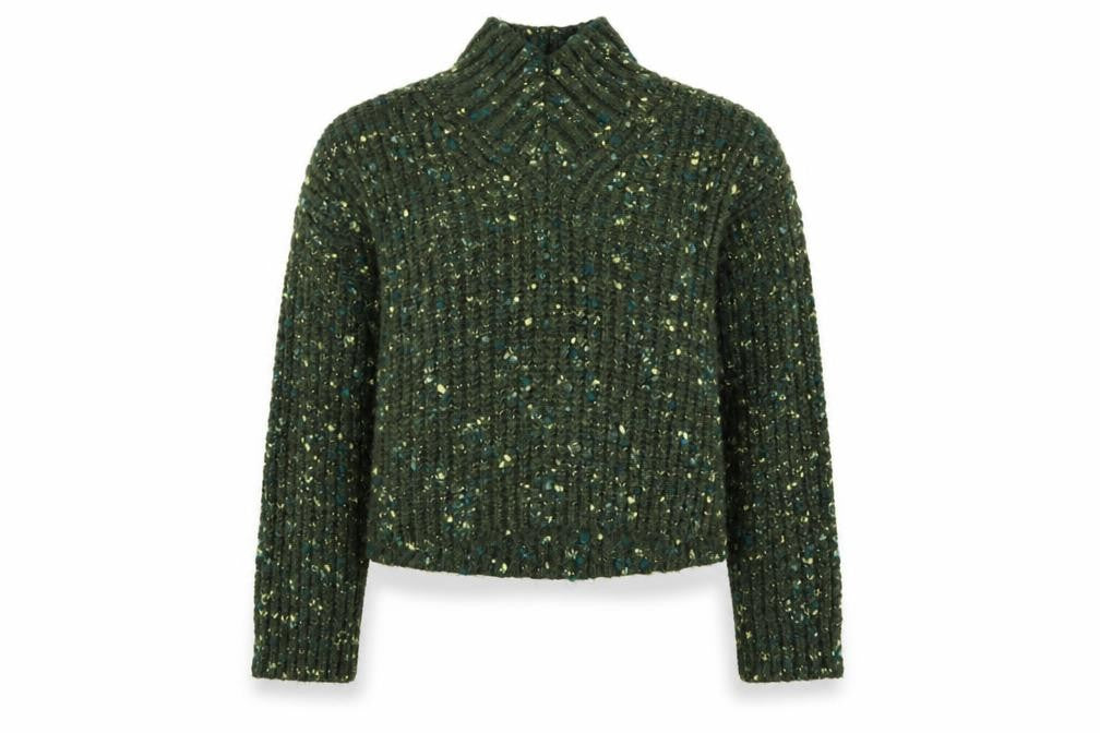 Next Womens Green Chunky Mock Neck Long Sleeve Pullover Jumper XS
