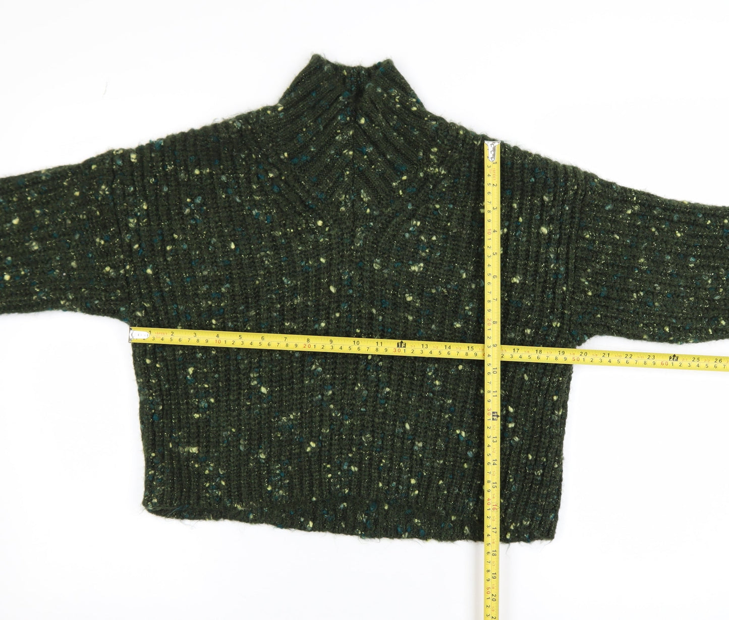 Next Womens Green Chunky Mock Neck Long Sleeve Pullover Jumper XS