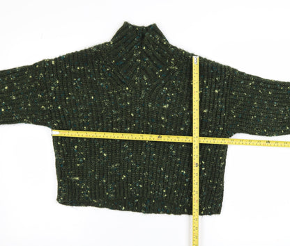 Next Womens Green Chunky Mock Neck Long Sleeve Pullover Jumper XS