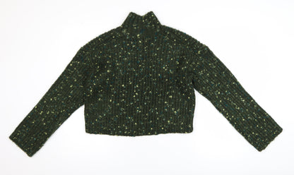 Next Womens Green Chunky Mock Neck Long Sleeve Pullover Jumper XS