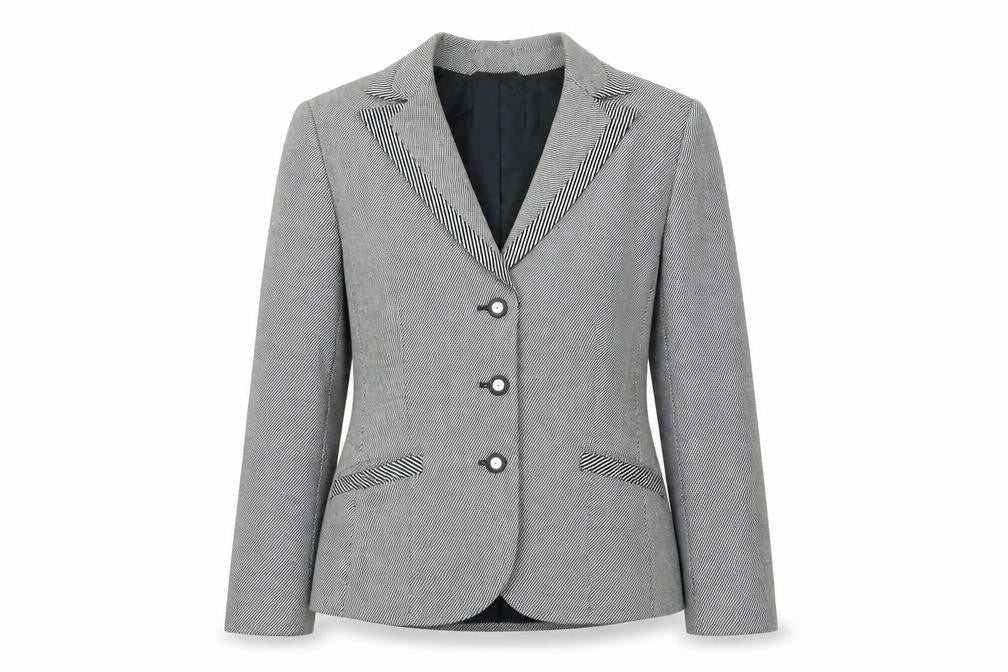 Gerry Weber Women's Grey Herringbone Blazer Size 14 Single-Breasted