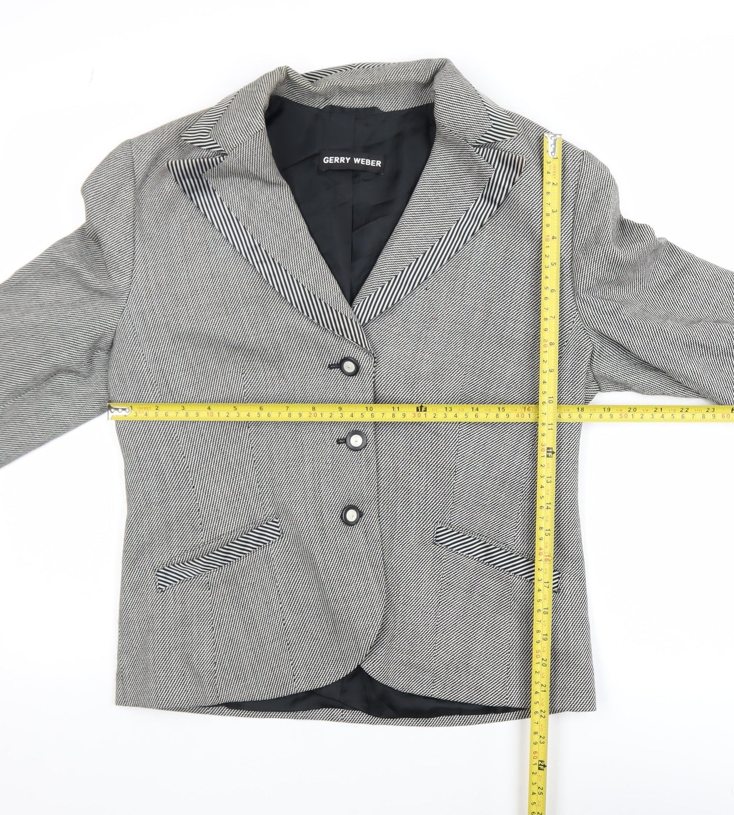 Gerry Weber Women's Grey Herringbone Blazer Size 14 Single-Breasted