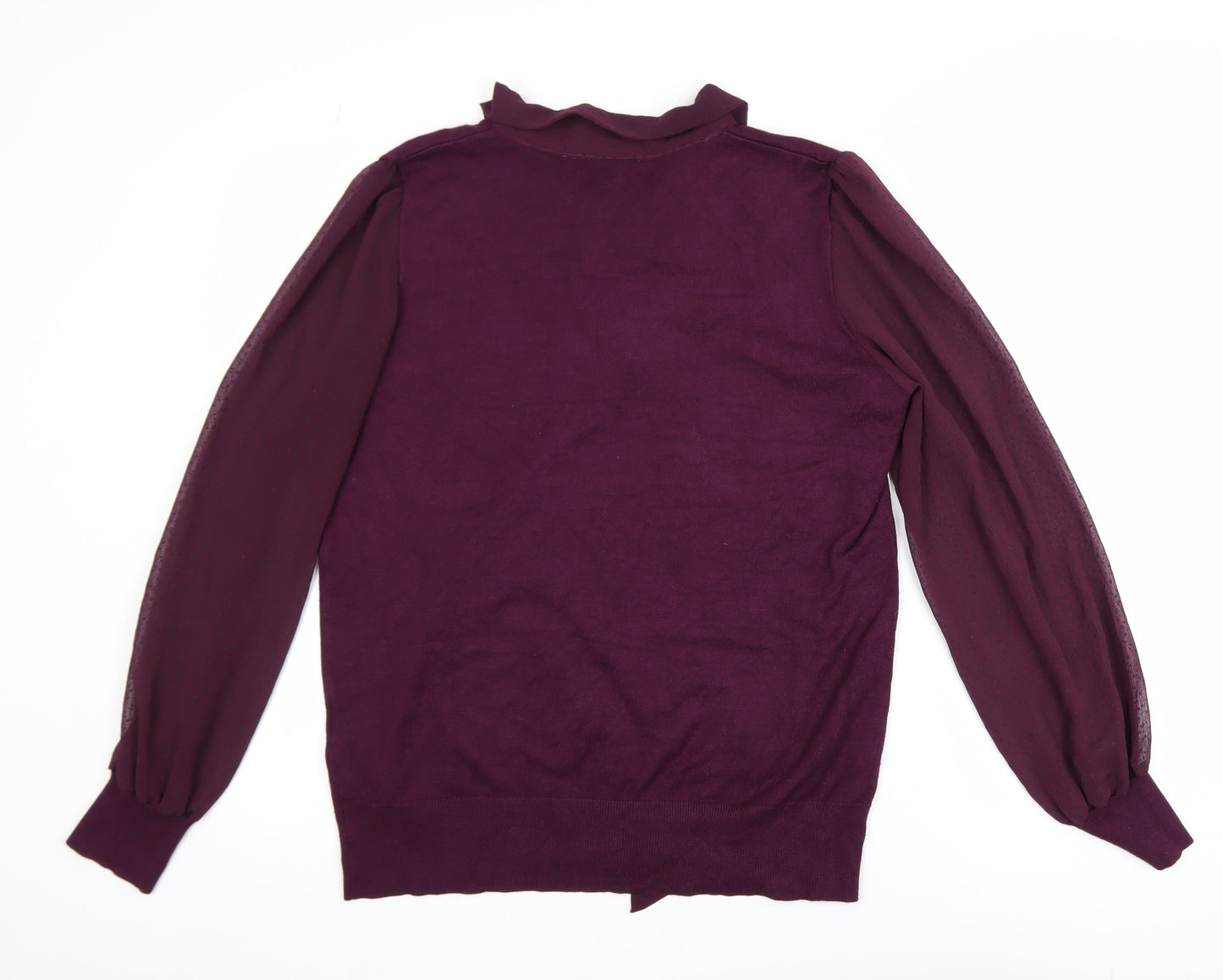 Dorothy Perkins Women's Purple Tie Neck Long Sleeve Blouse Size 14