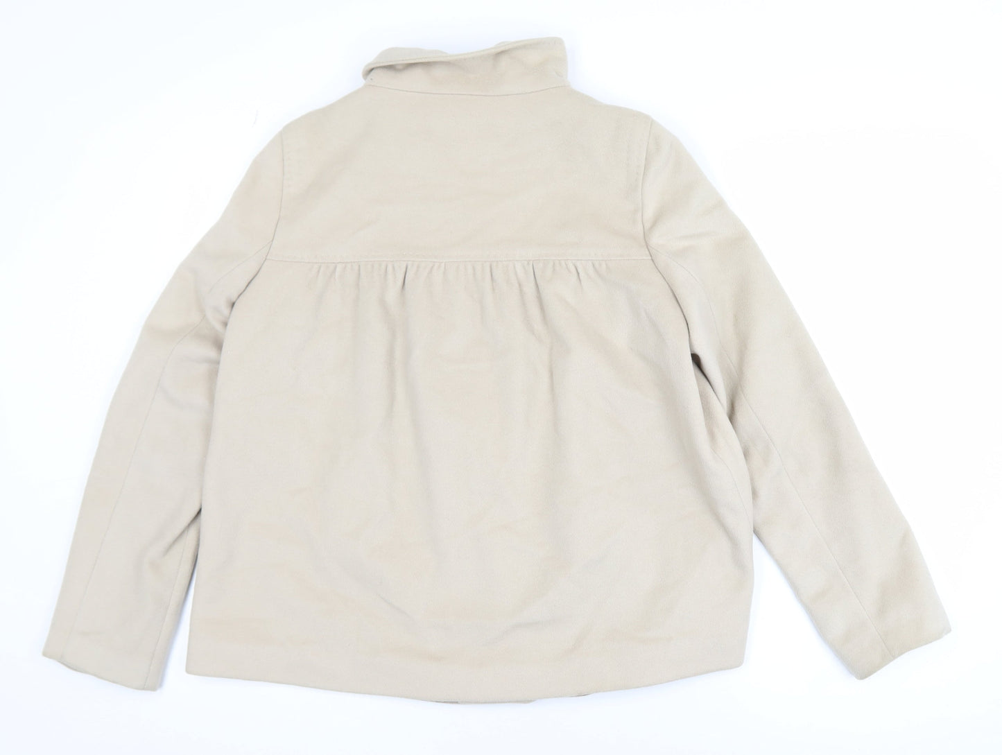 Zara Women Beige Wool Blend Mid-Length Coat Size 8