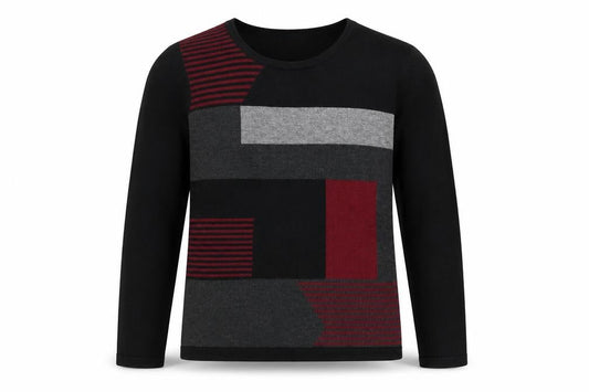 Chianti Men’s Black Geometric Knit Pullover Jumper Size S