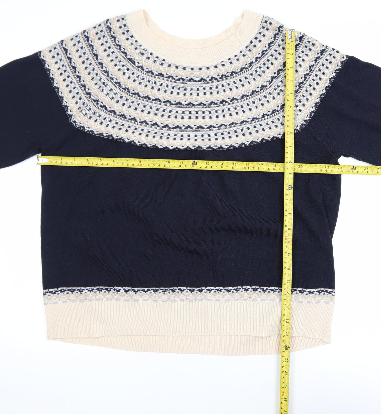 Next Womens Blue Fair Isle Knit Jumper L Long Sleeve Acrylic