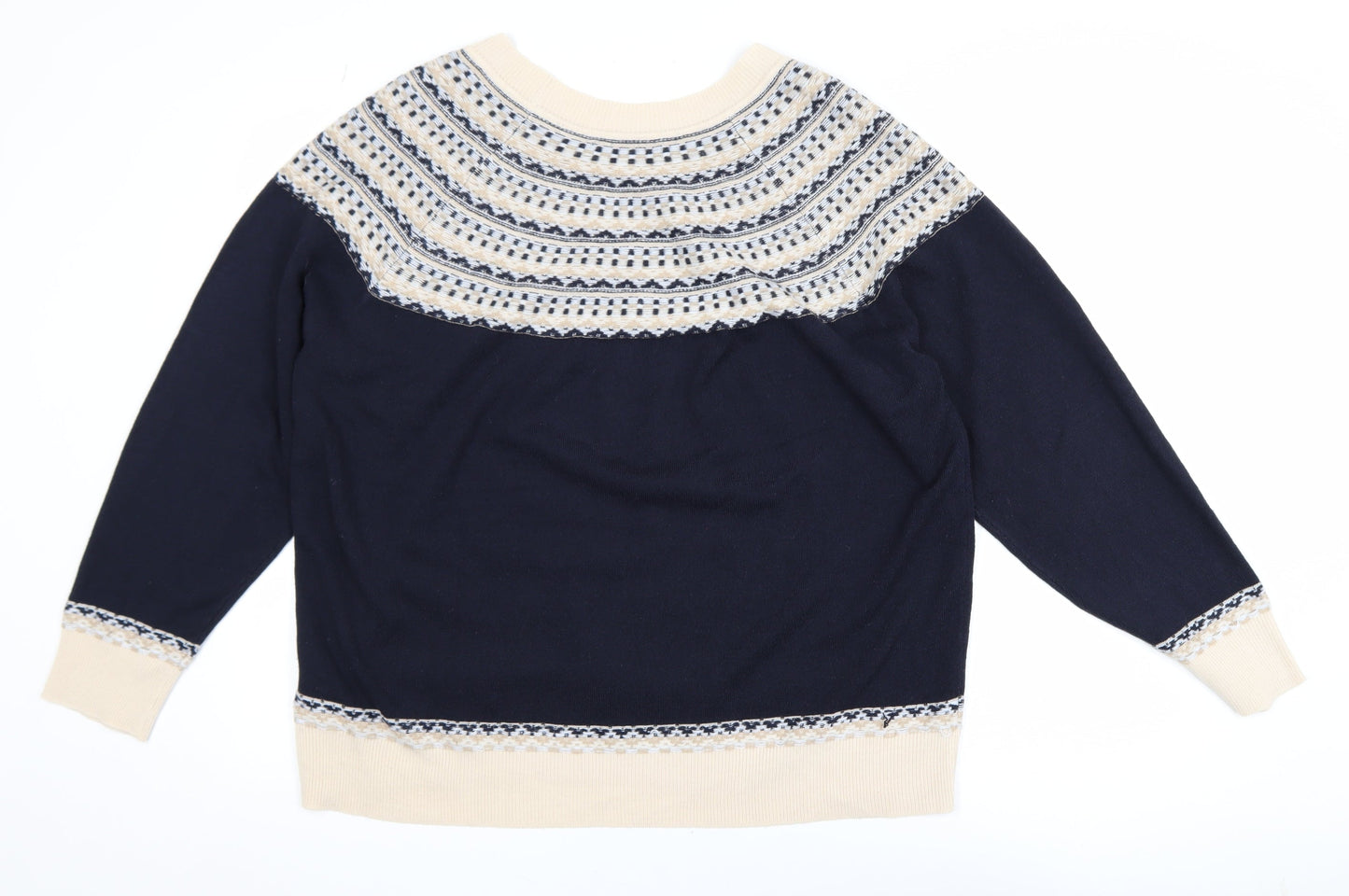 Next Womens Blue Fair Isle Knit Jumper L Long Sleeve Acrylic