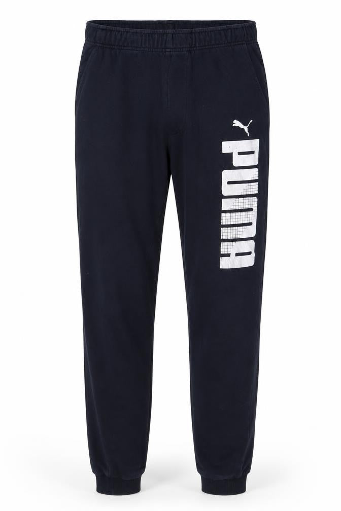 Puma Men Black Jogger Trousers S Elastic Waist Logo Sweatpants