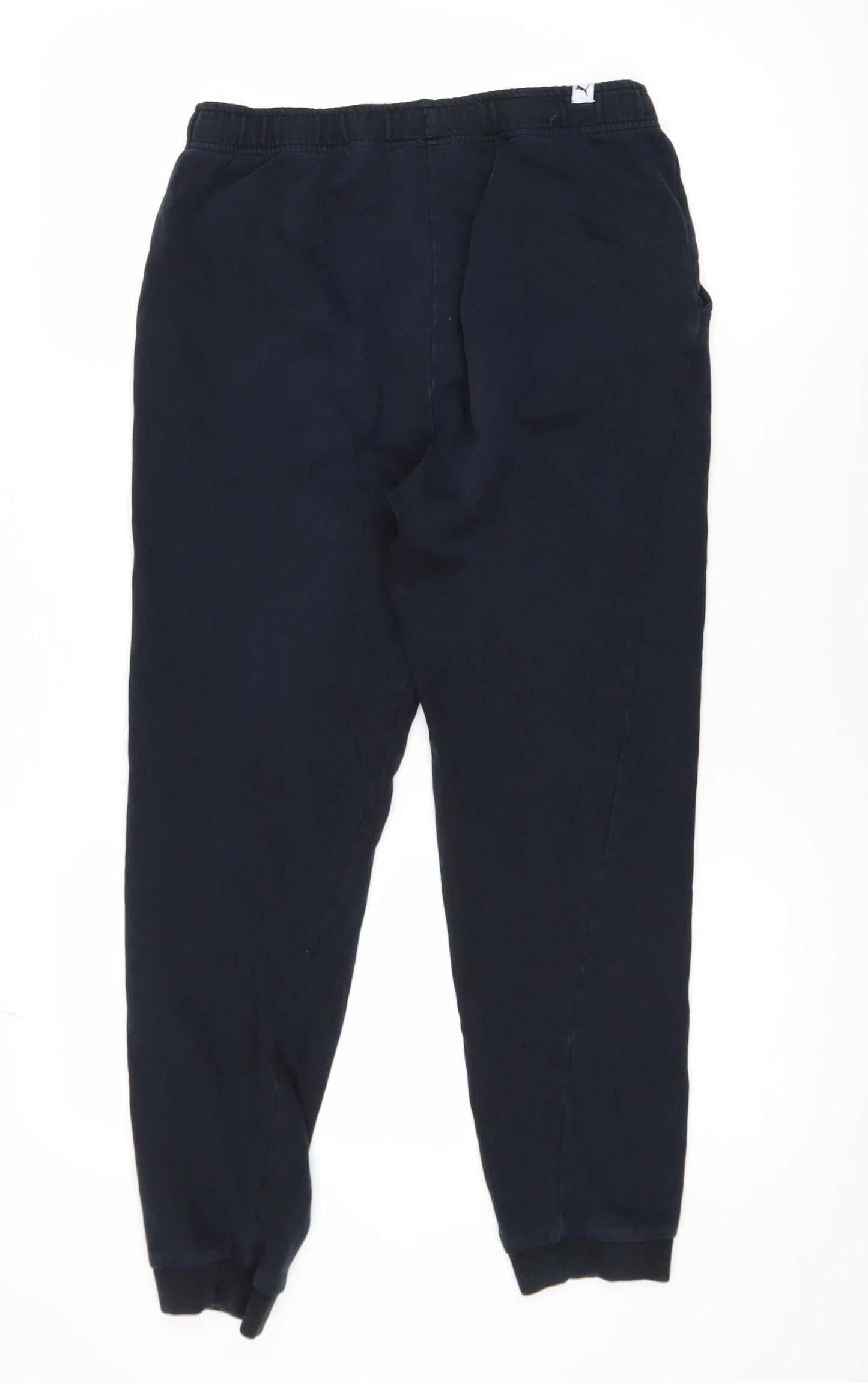 Puma Men Black Jogger Trousers S Elastic Waist Logo Sweatpants