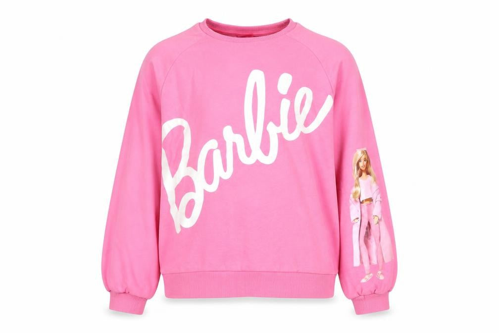 Barbie Girls Pink Crew Neck Cotton Pullover Sweatshirt Size 10 Years